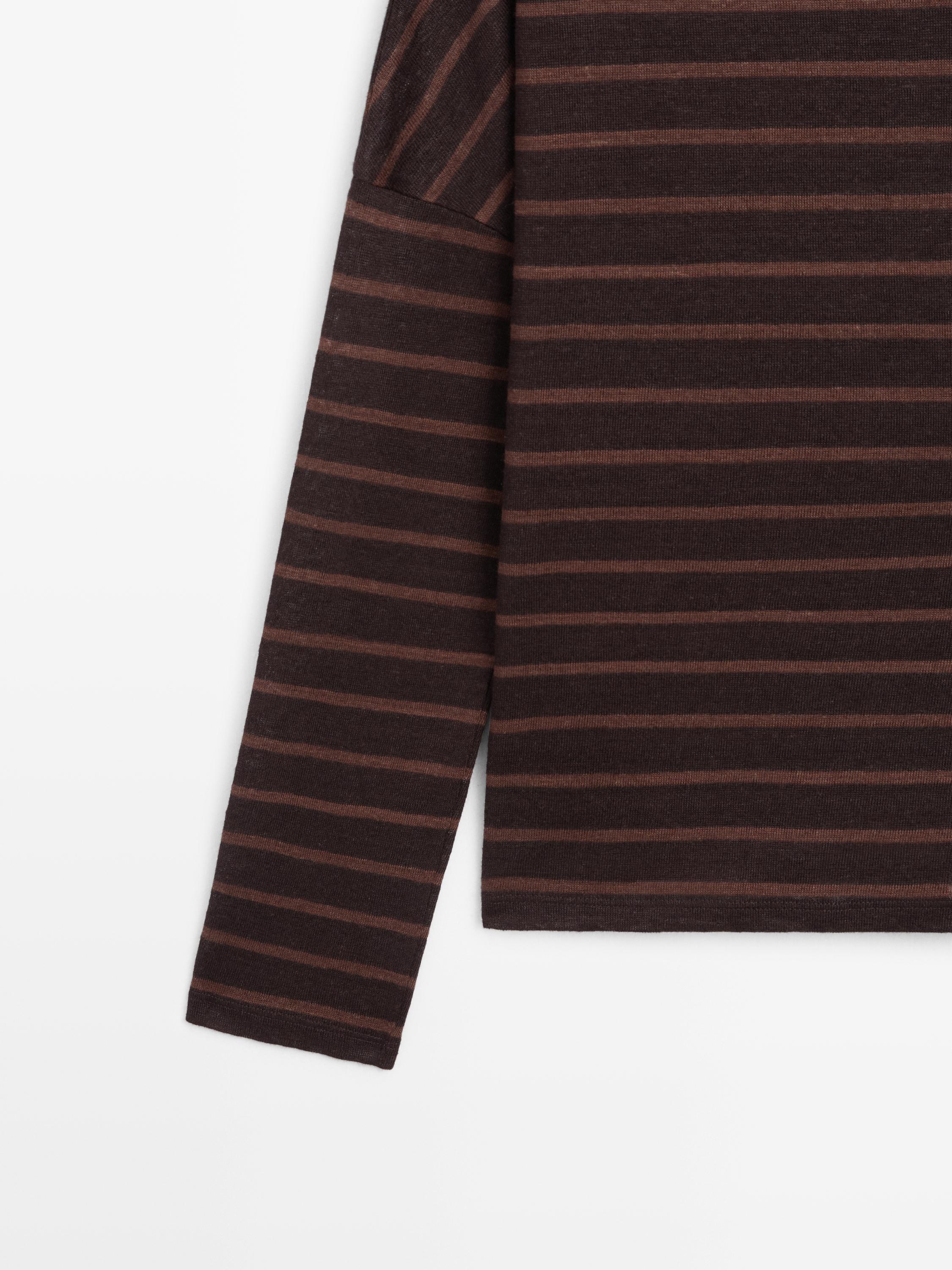 T-shirt en maille rayée lin